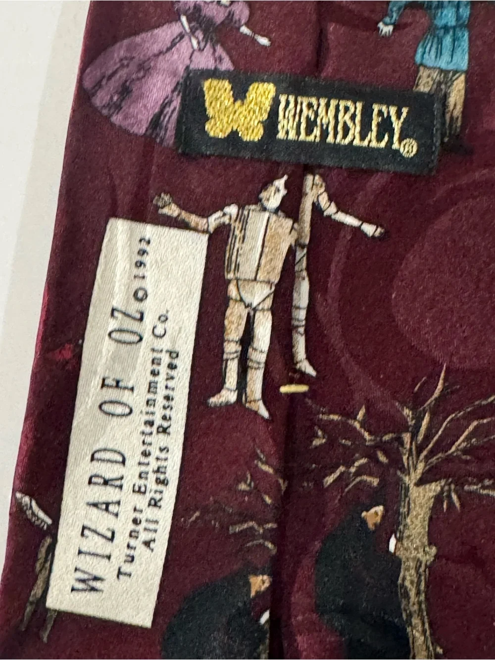Wembley Burgundy Wizard of Oz Themed Tie with Yellow Logo